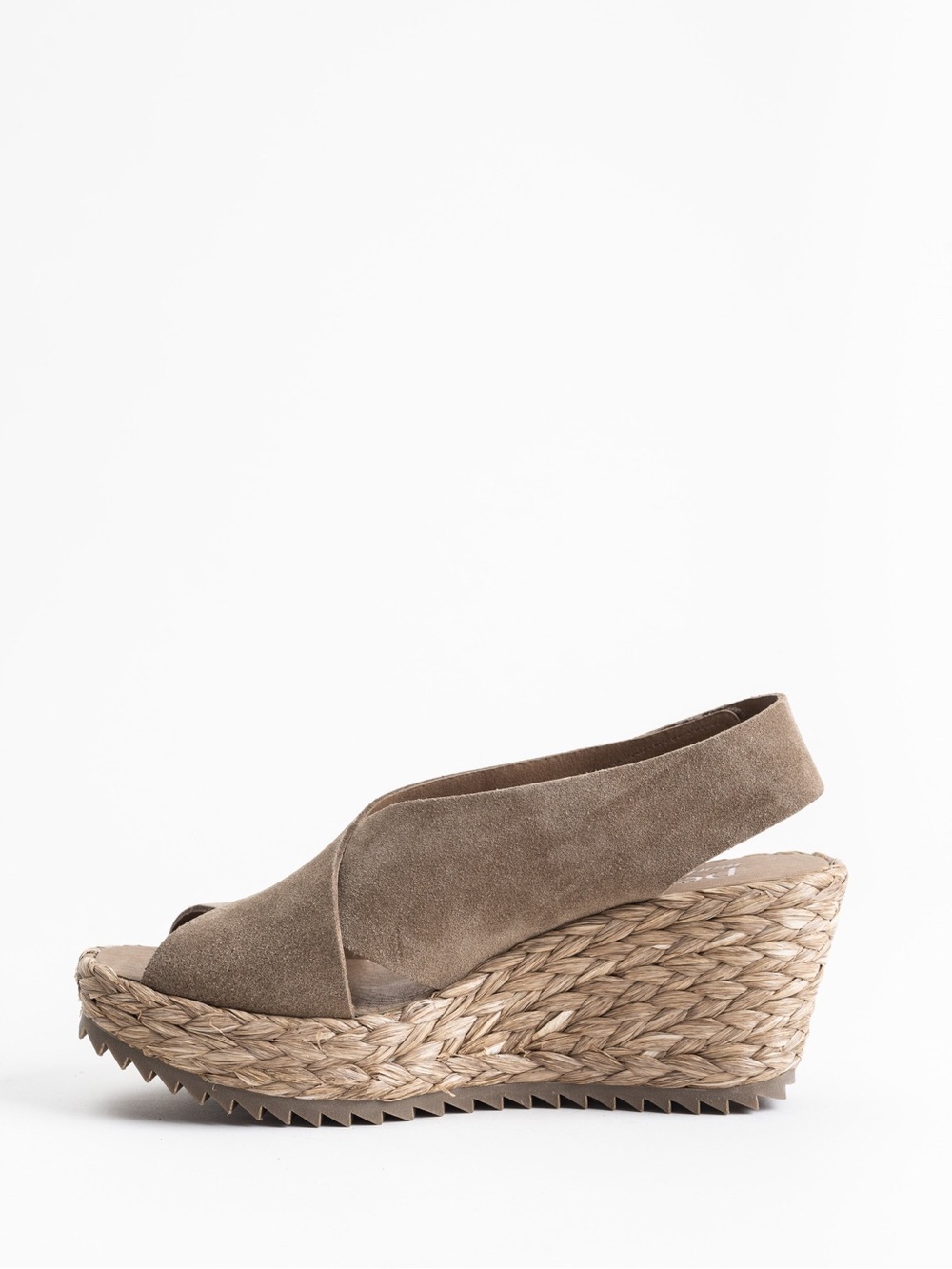 Pedro Garcia Taupe Suede Braided Platform Wedge Sandal